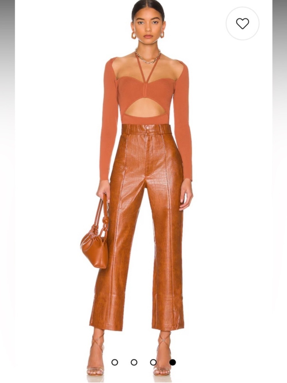 Bardot Faux Crocodile Print Leather Straight-Leg Pants